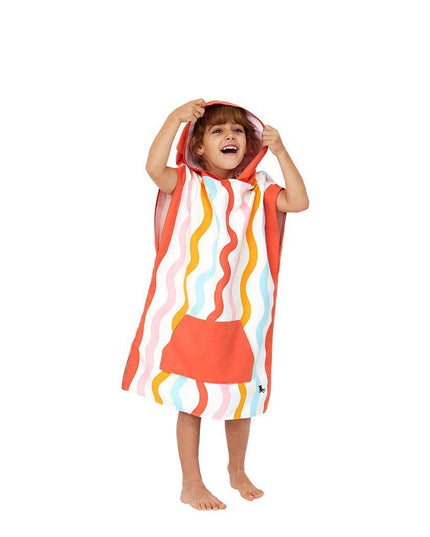 Dock & Bay KIDS Poncho Hooded Towel - Squiggle Face M (7-10yrs)-1875027438698893319