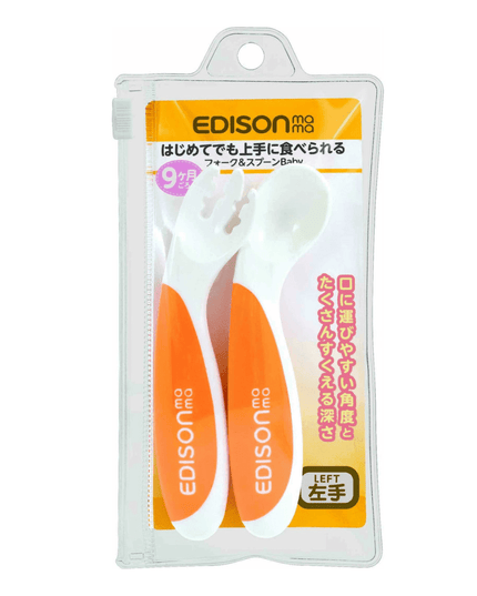 EDISON mama ForkSpoon Beginner SetOrange left Handed-1875027442855448576