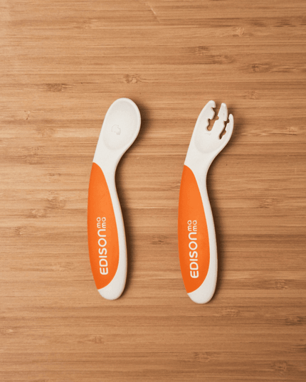 EDISON mama ForkSpoon Beginner SetOrange left Handed-1875027442855448577