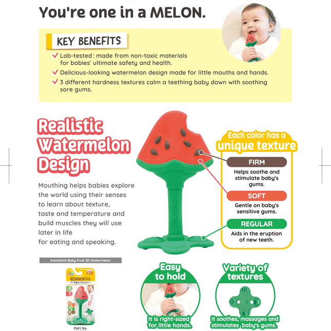 EDISON mama Kamikami Baby Teether 3D Watermelon-1875027477898858500