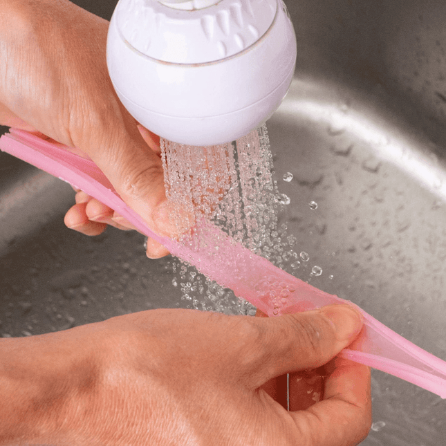 EDISON mama Resealable Silicone Zipper Straw Pink/Yellow-1875027507854577667