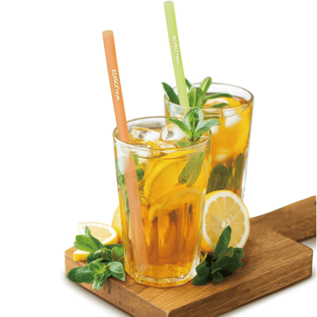 EDISON mama Resealable Silicone Zipper Straw Green/Orange-1875027414657142789