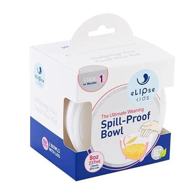 Elipse Kids Spill-Proof Anti-Slip Bowl Stage 1 8oz | Twin Pack with Lid Green-1875027464598720512