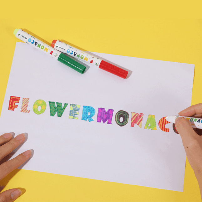 Flower Monaco Round Washable Marker 12 Colours-1875027531153936386