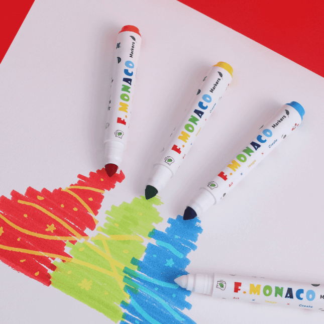 Flower Monaco Round Washable Marker 12 Colours-1875027531153936387