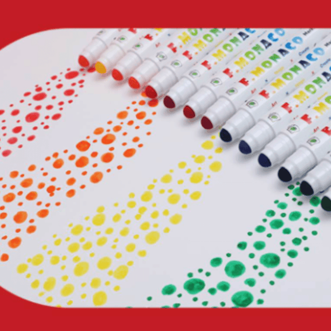 Flower Monaco Round Washable Marker 12 Colours-1875027531153936390