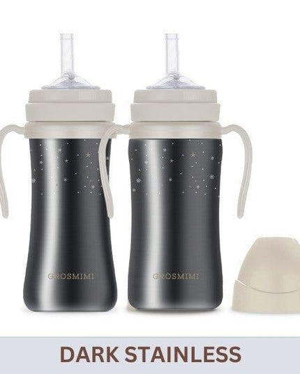 Grosmimi Dark Stainless Straw Cup 300ml Red-1875027423611981824