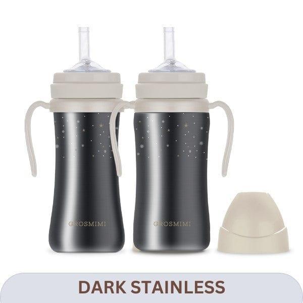 Grosmimi Dark Stainless Straw Cup 300ml Red-1875027423611981824