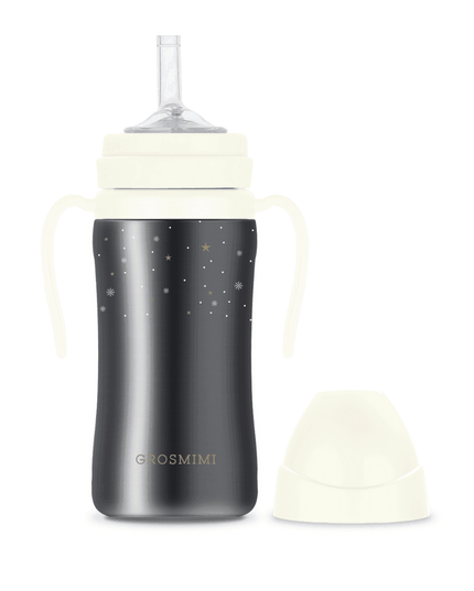 Grosmimi Dark Stainless Straw Cup 300ml Red-1875027423611981831