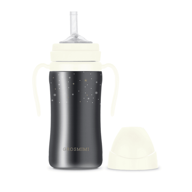 Grosmimi Dark Stainless Straw Cup 300ml Red-1875027423611981831