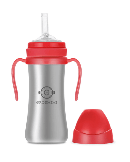 Grosmimi Dark Stainless Straw Cup 300ml White-1875027412589350921
