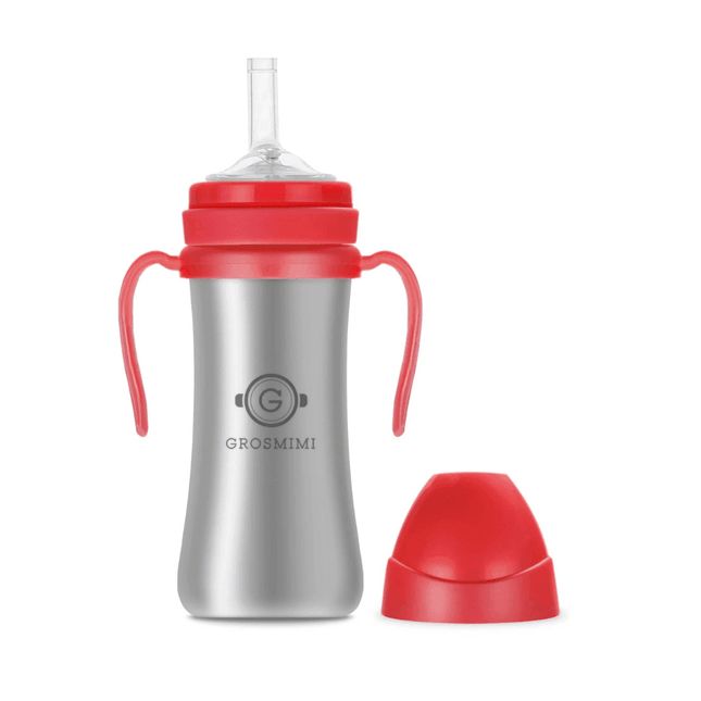 Grosmimi Dark Stainless Straw Cup 300ml White-1875027412589350921