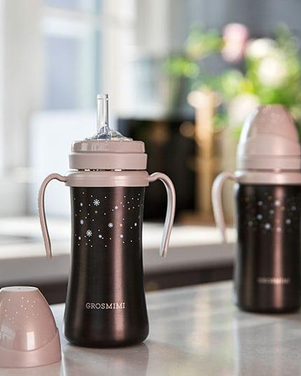 Grosmimi Dark Stainless Straw Cup 300ml White-1875027412589350913