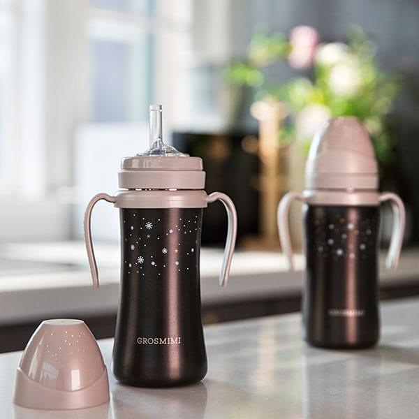 Grosmimi Dark Stainless Straw Cup 300ml White-1875027412589350913