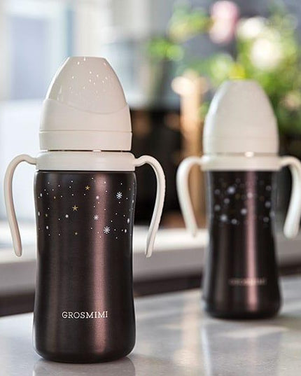 Grosmimi Dark Stainless Straw Cup 300ml White-1875027412589350914