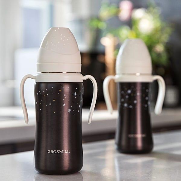 Grosmimi Dark Stainless Straw Cup 300ml White-1875027412589350914