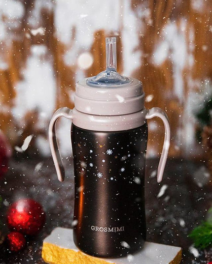 Grosmimi Dark Stainless Straw Cup 300ml White-1875027412589350917