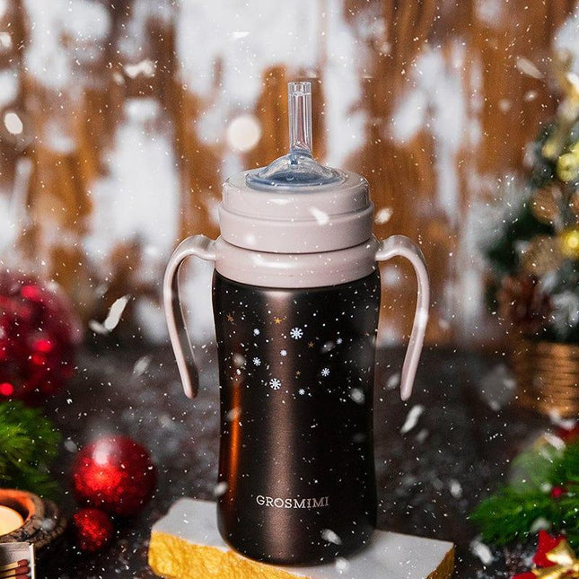 Grosmimi Dark Stainless Straw Cup 300ml White-1875027412589350917