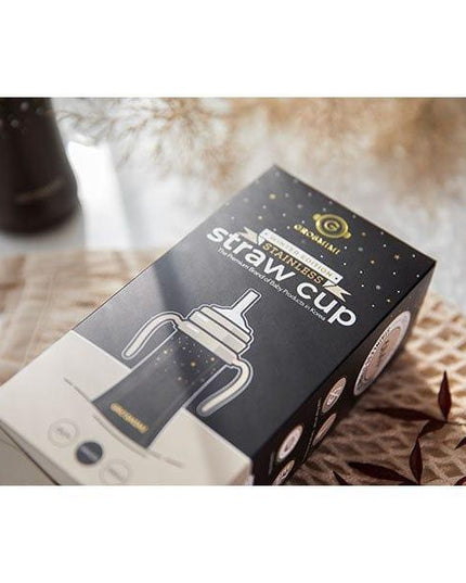 Grosmimi Dark Stainless Straw Cup 300ml White-1875027412589350918