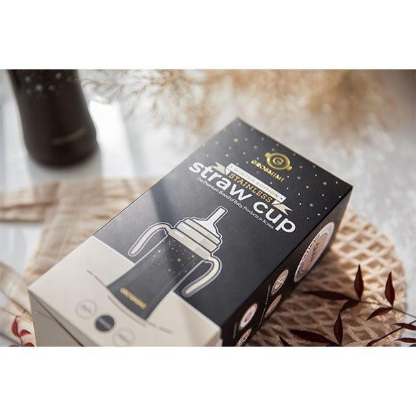 Grosmimi Dark Stainless Straw Cup 300ml White-1875027412589350918