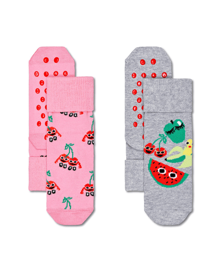 Happy Socks Kids Anti Slip Fruit Mix  2-Pack 2-3Yrs-1875027477521371136