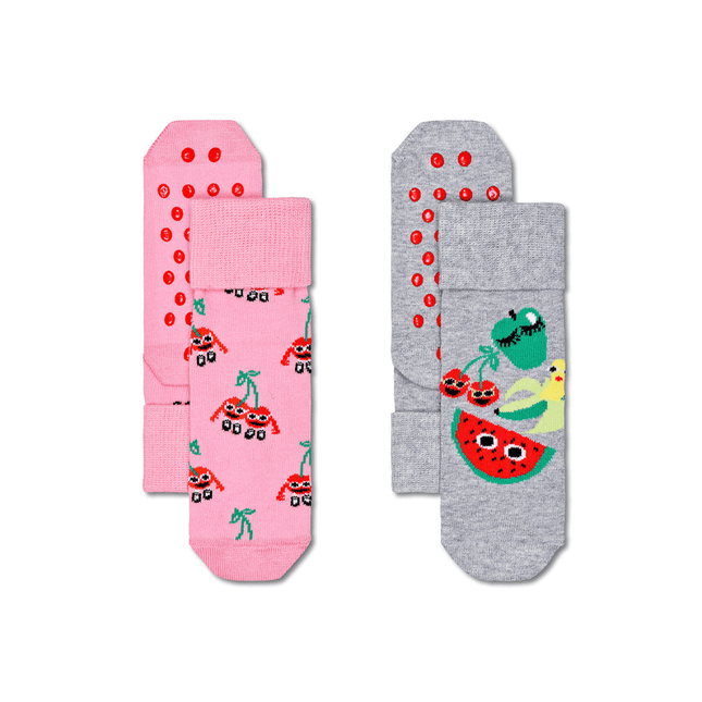 Happy Socks Kids Anti Slip Fruit Mix  2-Pack 2-3Yrs-1875027477521371136