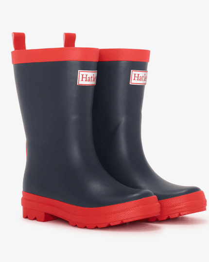 HATLEY Matte Kids Rain Boots | Navy & Red size 5-1875027418050334720