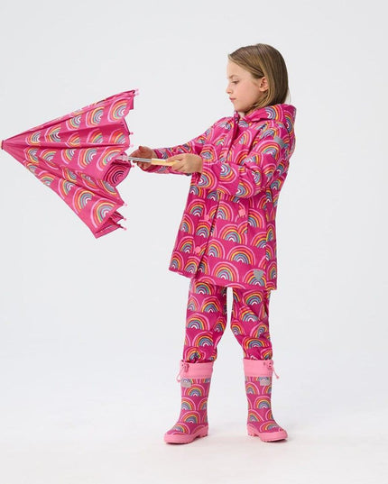 Hatley Rainy Rainbows Sherpa Lined Kids Rain Boots Size 8-1875027414518730752