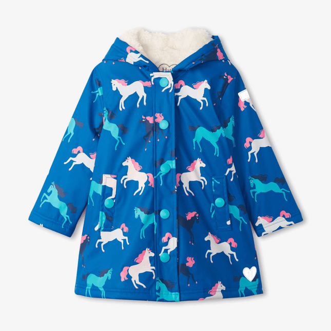 HATLEY Sherpa Lined Splash Rain Jacket | Prancing Horses Size 3-1875027395661139968