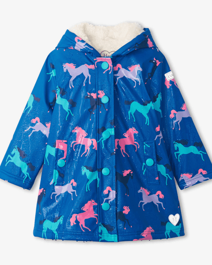 HATLEY Sherpa Lined Splash Rain Jacket | Prancing Horses Size 3-1875027395661139970