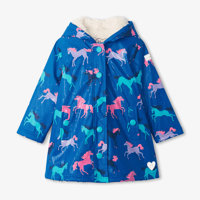 HATLEY Sherpa Lined Splash Rain Jacket | Prancing Horses Size 3-1875027395661139970