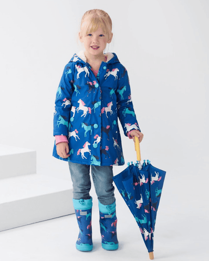 HATLEY Sherpa Lined Splash Rain Jacket | Prancing Horses Size 3-1875027395661139971