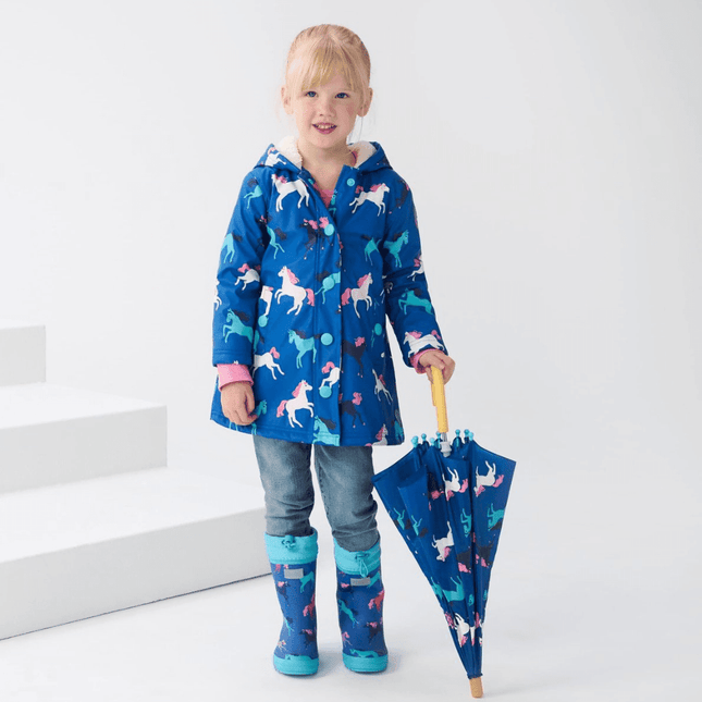 HATLEY Sherpa Lined Splash Rain Jacket | Prancing Horses Size 3-1875027395661139971
