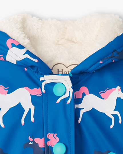 HATLEY Sherpa Lined Splash Rain Jacket | Prancing Horses Size 3-1875027395661139972