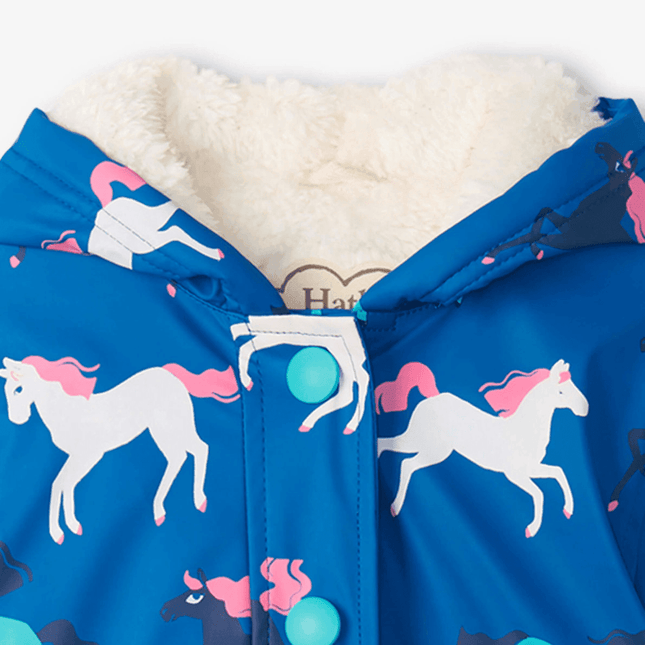HATLEY Sherpa Lined Splash Rain Jacket | Prancing Horses Size 3-1875027395661139972