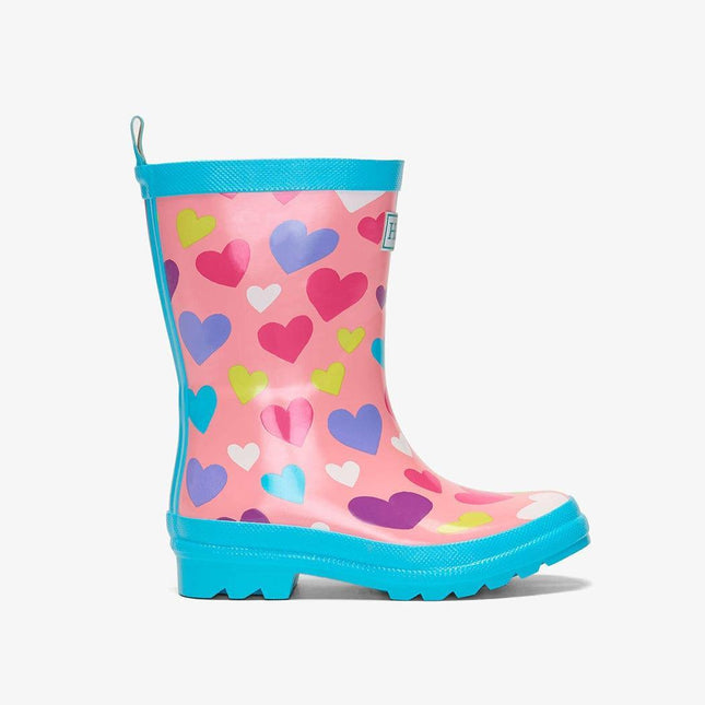 HATLEY Shiny Kids Rain Boots | Colourful Hearts size 8-1875027420445282304