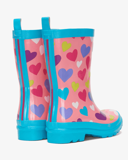 HATLEY Shiny Kids Rain Boots | Colourful Hearts size 8-1875027420445282305