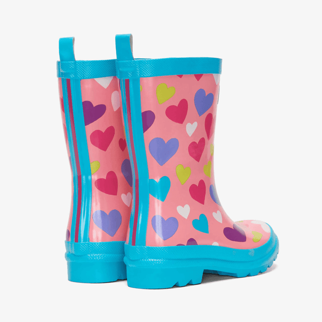 HATLEY Shiny Kids Rain Boots | Colourful Hearts size 8-1875027420445282305