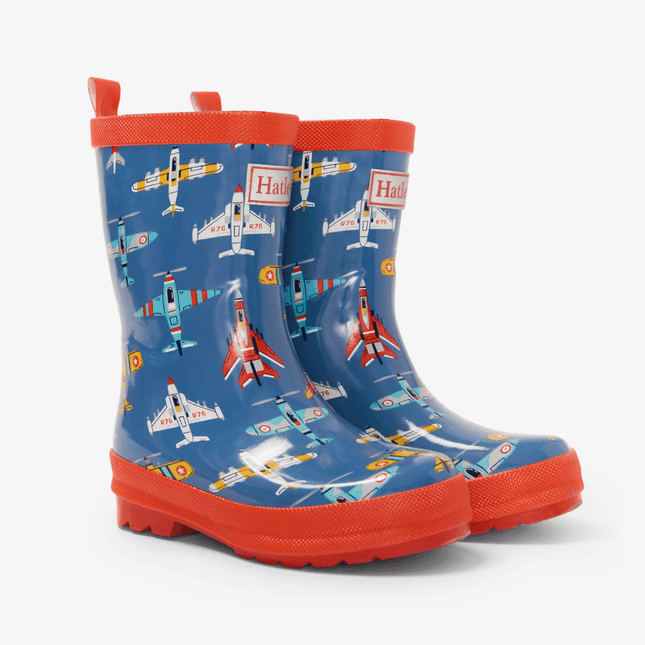 HATLEY Shiny Kids Rain Boots | Flying Aircrafts size 6-1875027418889195520