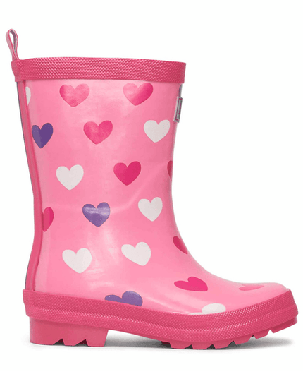 HATLEY Shiny Kids Rain Boots | Scattered Hearts size 8-1875027418734006274
