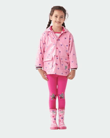 HATLEY Shiny Kids Rain Boots | Scattered Hearts size 8-1875027418734006275