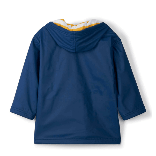 HATLEY Zip Up Splash Rain Jacket | Navy with Yellow Zip Size 8-1875027408558624768