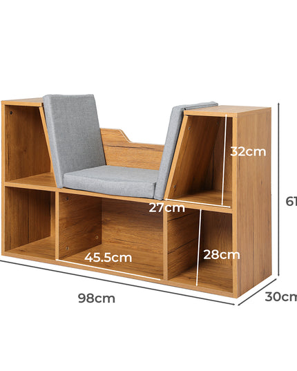 Levede Kids Bookcase Toys Box Shelf Brown-1864184635387416578