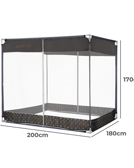 Dreamz Mosquito Bed Nets Foldable Canopy Square Grey-1864184403291410434