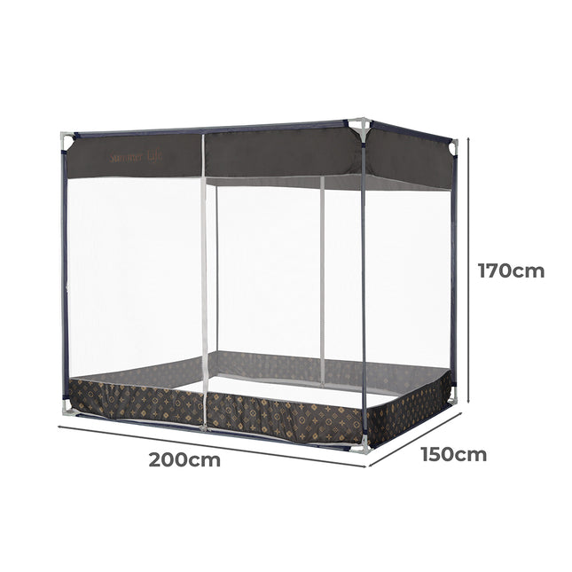 Dreamz Mosquito Bed Nets Foldable Canopy Square Grey-1864184403626954754