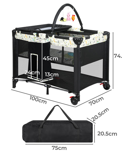 BoPeep Baby Cot Bed Crib Portable Bassinet Black-1864184323079540738