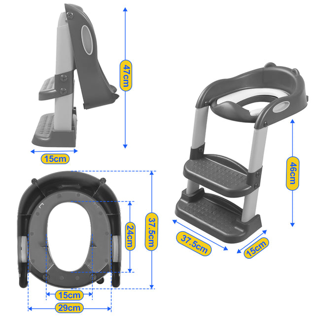 BoPeep Kids Toilet Ladder Grey-1864184338925621250