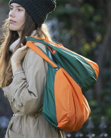 KIND BAG Reusable Bag - Medium| Bicolour Green & Orange-1875027451738984450