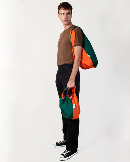 KIND BAG Reusable Bag - Medium| Bicolour Green & Orange-1875027451738984454