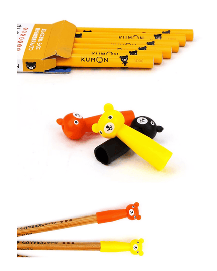 Kumon Pen Cap Pencil Extension Pen Grips Cap Bear 3Pics-1875027507166711810